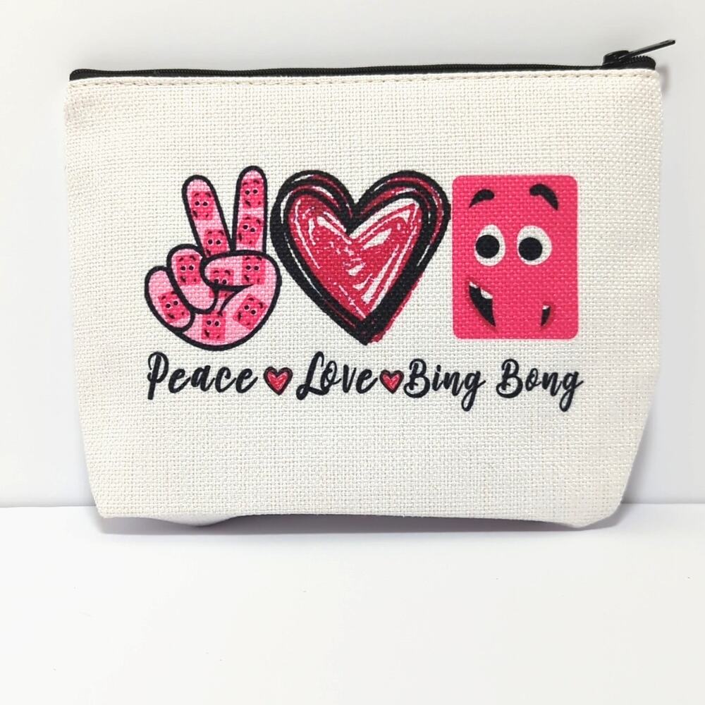 Peace Love Bing Bong Cosmetic Bag Zipper Pouch